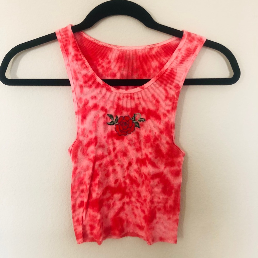 Rose red tie dye tank top